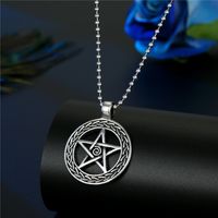Domineering Punk Personality Men's Necklace Six-pointed Star Hollow Star Compass Pendant Necklace European Cross-border Sold Jewelry sku image 6