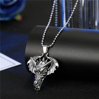 Personalized Men's Necklace Punk Hip Hop Skull Wings Goat Animal Pendant Alloy Necklace sku image 1