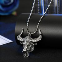Personalized Men's Necklace Punk Hip Hop Skull Wings Goat Animal Pendant Alloy Necklace sku image 2