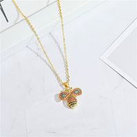 Korean Trendy Cute Personality Colorful Crystals Zircon Bee Pendant Necklace Clavicle Chain Safety Chain Female Cross-border Sold Jewelry sku image 2