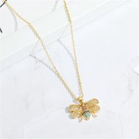 Korean Trendy Cute Personality Colorful Crystals Zircon Bee Pendant Necklace Clavicle Chain Safety Chain Female Cross-border Sold Jewelry sku image 3