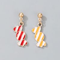 Cute Christmas Yellow Red Candy Pendant Earrings sku image 1