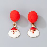 Cute Christmas Red Pompom Earrings sku image 1
