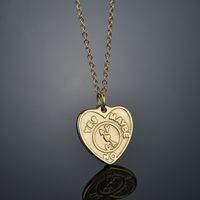 New Retro Stainless Steel 14k Peach Heart Embossed Pattern Heart-shaped Letter Necklace main image 1
