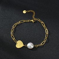Pearl Titanium Steel Heart-shaped Bracelet main image 1