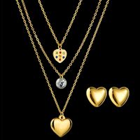 New Peach Heart Color Diamond Love Necklace Set main image 1