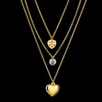 New Peach Heart Color Diamond Love Necklace Set main image 3