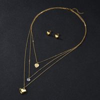 New Peach Heart Color Diamond Love Necklace Set main image 4