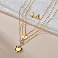 New Peach Heart Color Diamond Love Necklace Set main image 5