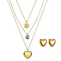 New Peach Heart Color Diamond Love Necklace Set main image 6