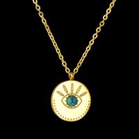 New  Retro Wild Gold Round Eyes Turquoise Necklace main image 2