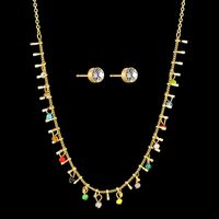 Bohemian Color Rice Bead Necklace Earrings Set main image 1