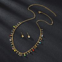 Bohemian Color Rice Bead Necklace Earrings Set main image 3