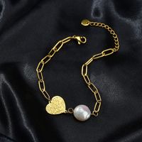 Pearl Titanium Steel Heart-shaped Bracelet sku image 1