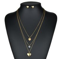 New Peach Heart Color Diamond Love Necklace Set sku image 1