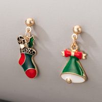 Cute Alloy Diamond Christmas Bells Socks Earrings main image 5