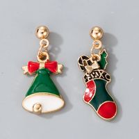 Cute Alloy Diamond Christmas Bells Socks Earrings sku image 1