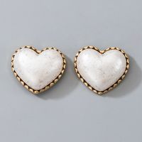 Retro Exquisite White Opal Heart Earrings sku image 1