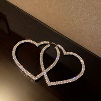 925 Silver Needle Diamond Love Earrings main image 6
