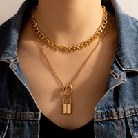 Retro Double-layer Gold Lock Necklace main image 1