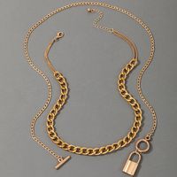 Retro Double-layer Gold Lock Necklace main image 5
