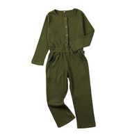 Children's Long-sleeved Jumpsuit Pure Color  Trousers sku image 2