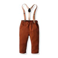 New Style Solid Color Shirt Striped Suspenders  Trousers Suit main image 4