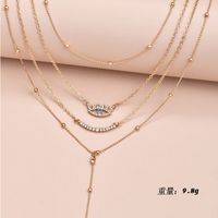 Fashion   Full Diamond Five-pointed Star Eye Pendant Multilayer Necklace main image 6