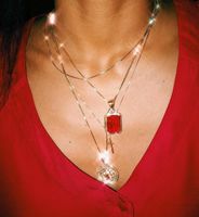 Fashion   New Diamond Chain Hao Stone Cross Pendant Women's Necklace main image 2
