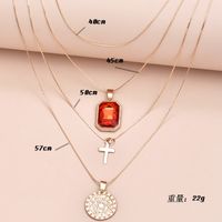 Fashion   New Diamond Chain Hao Stone Cross Pendant Women's Necklace main image 5
