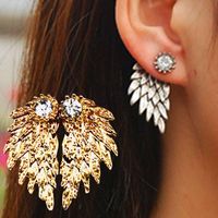 Retro Angel Wings Feather Diamond Alloy Earrings main image 1