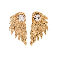 Retro Angel Wings Feather Diamond Alloy Earrings main image 6