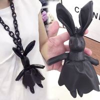 Korean  Fashion Wild Cute Leather Rabbit Long Necklace main image 3