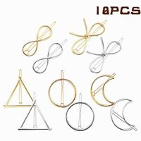 Exquisite Metal Round Triangle And Moon Hair Clip 6-piece Set main image 3