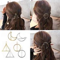 Exquisite Metal Round Triangle And Moon Hair Clip 6-piece Set main image 4