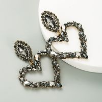 القلب على شكل سبائك كامل الماس الأقراط S925 الفضة main image 4