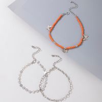 Simple Style Three-layered Clip Bead Chain Metal Hollow Butterfly Anklet 3-piece Set main image 6