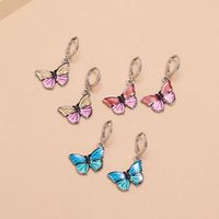 Fashion Retro Ins Colorized Butterfly Drop Oil 3-piece Earrings Japan And South Korea Fresh Personality Temperament Wild Set Earrings sku image 4