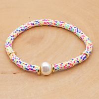 Hot Sale Fashion Trendy Vacation Beach Style Natural Baroque Pearl Color Soft Ceramic Letter Bracelet sku image 1