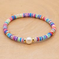 Hot Sale Fashion Trendy Vacation Beach Style Natural Baroque Pearl Color Soft Ceramic Letter Bracelet sku image 2