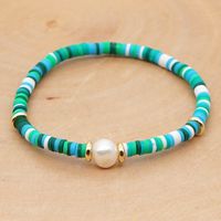 Hot Sale Fashion Trendy Vacation Beach Style Natural Baroque Pearl Color Soft Ceramic Letter Bracelet sku image 3