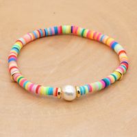 Hot Sale Fashion Trendy Vacation Beach Style Natural Baroque Pearl Color Soft Ceramic Letter Bracelet sku image 4