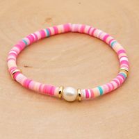 Hot Sale Fashion Trendy Vacation Beach Style Natural Baroque Pearl Color Soft Ceramic Letter Bracelet sku image 5
