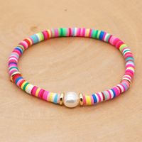 Hot Sale Fashion Trendy Vacation Beach Style Natural Baroque Pearl Color Soft Ceramic Letter Bracelet sku image 6