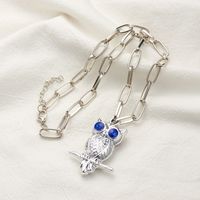 Hot Selling  Double-sided Owl Diamond Necklace main image 3