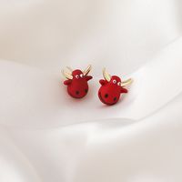 Cute Red Calf Earrings main image 3