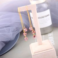 Simple Long Diamond Tassel Earrings main image 3
