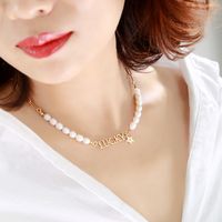 Lucky  Letter  Star Fashion  Pearl Necklace main image 4