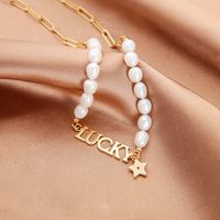 Lucky  Letter  Star Fashion  Pearl Necklace main image 5
