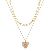 New  Natural Shell Heart Multi-layer Necklace sku image 1